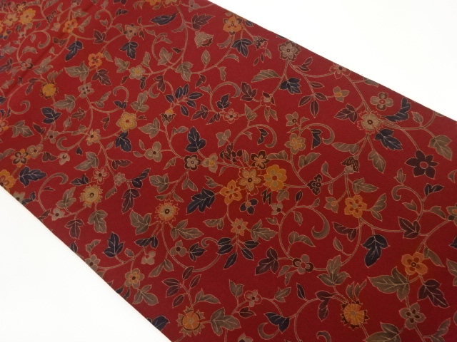 JAPANESE FUKURO OBI / CHIRIMEN / FLOWER ARABESQUE